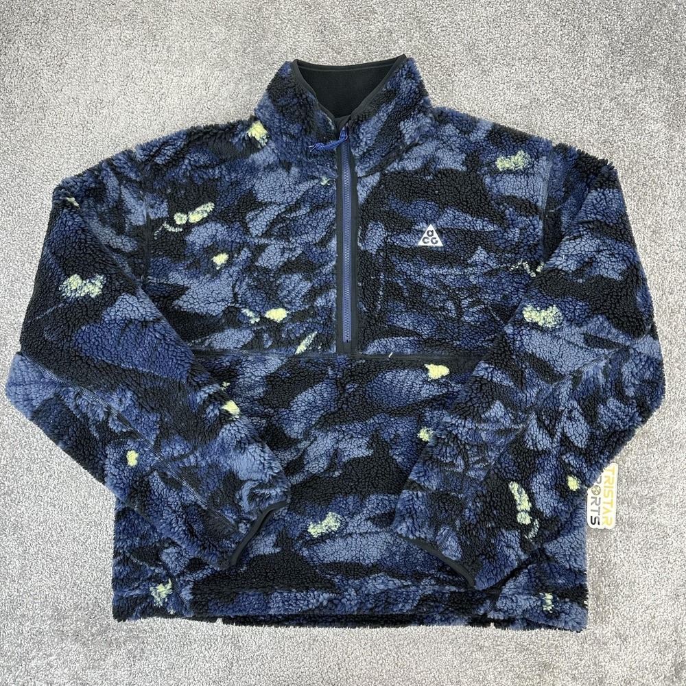 Nike ACG Sherpa Pullover Mens Medium Blue Black Therma-FIT ADV 1/2 Zip Canwell